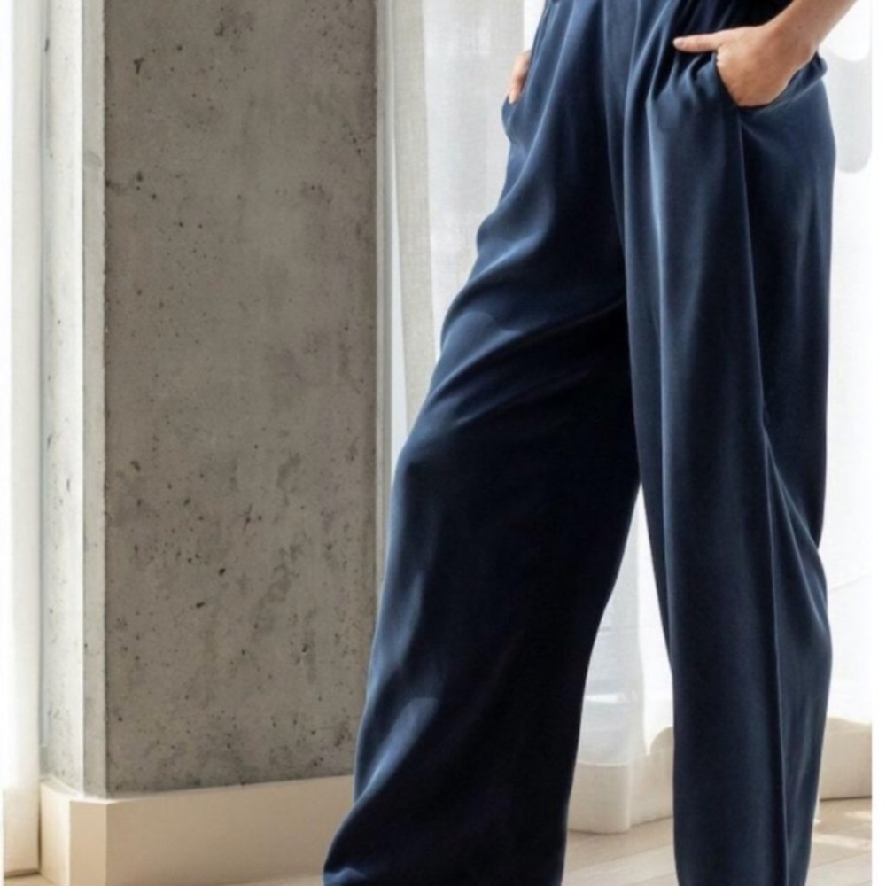 Lunya Navy Pajama Pants Silk